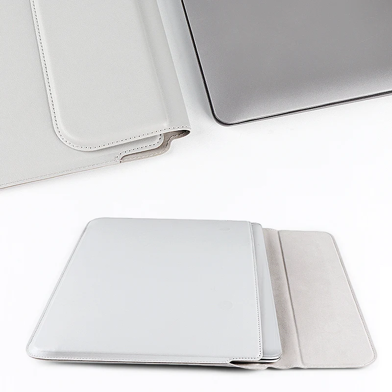 Water Proof PU Leather Laptop Sleeve Case Bags with Stand Function Extra Pocket for MacBook Pro