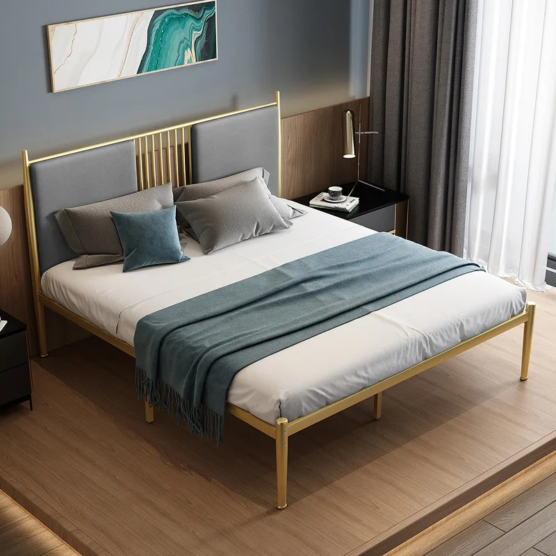 Kainice High End Iron Pipe Furniture Manufacturers Double Platform Bed Frame Adult Metal Pipe Bed