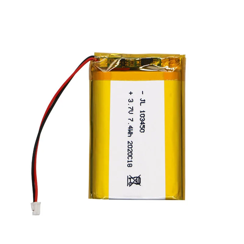 103450 3.7V 2000mAh Polymer Lithium Battery Jst PH 2.0mm 2pin Plug  for Camera GPS Navigator MP5 Bluetooth Headset
