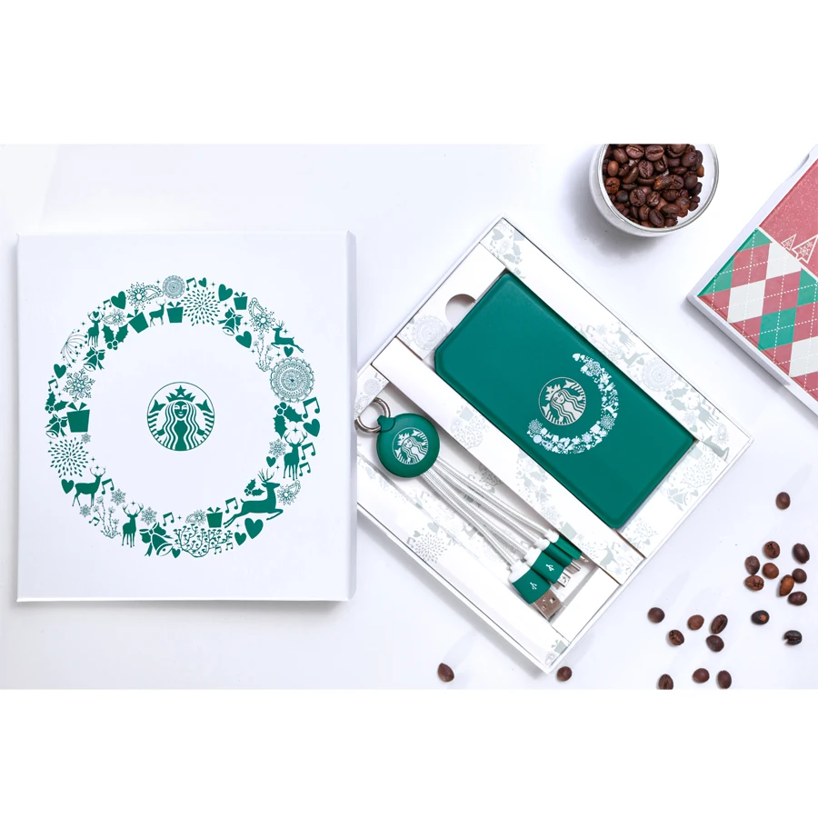 New year Christmas gifts with LOGO of USB Cable and power bank gift sets