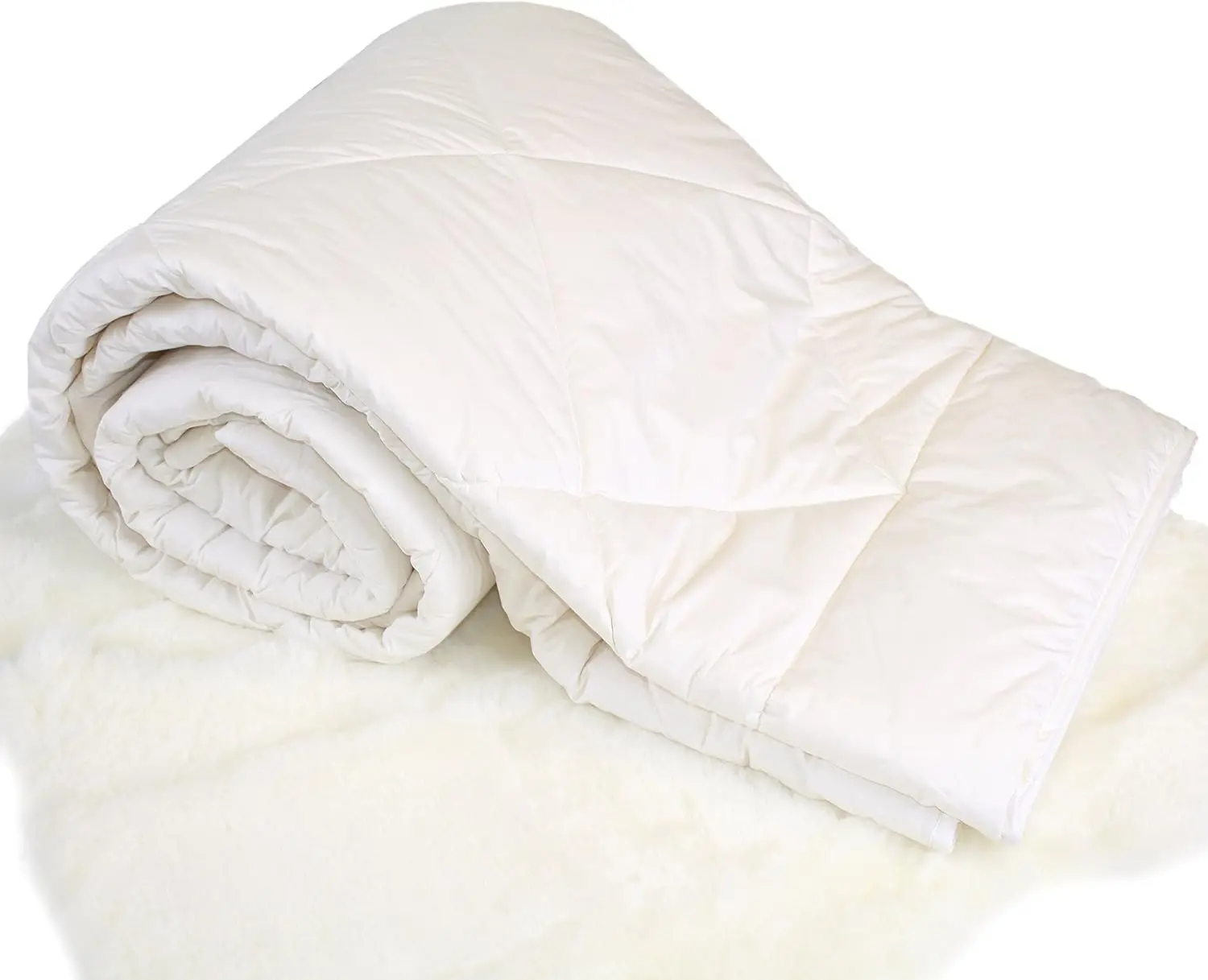 Organic Collection - Organic Wool Comforter Hypoallergenic Natural Wool Filled Duvet with Breathable Cotton Shell for Home