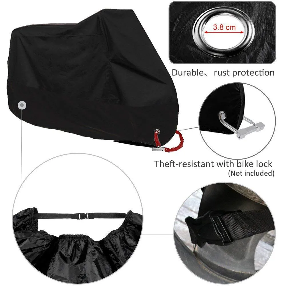 Motorcycle cover 210D waterproof uv proof black outdoor