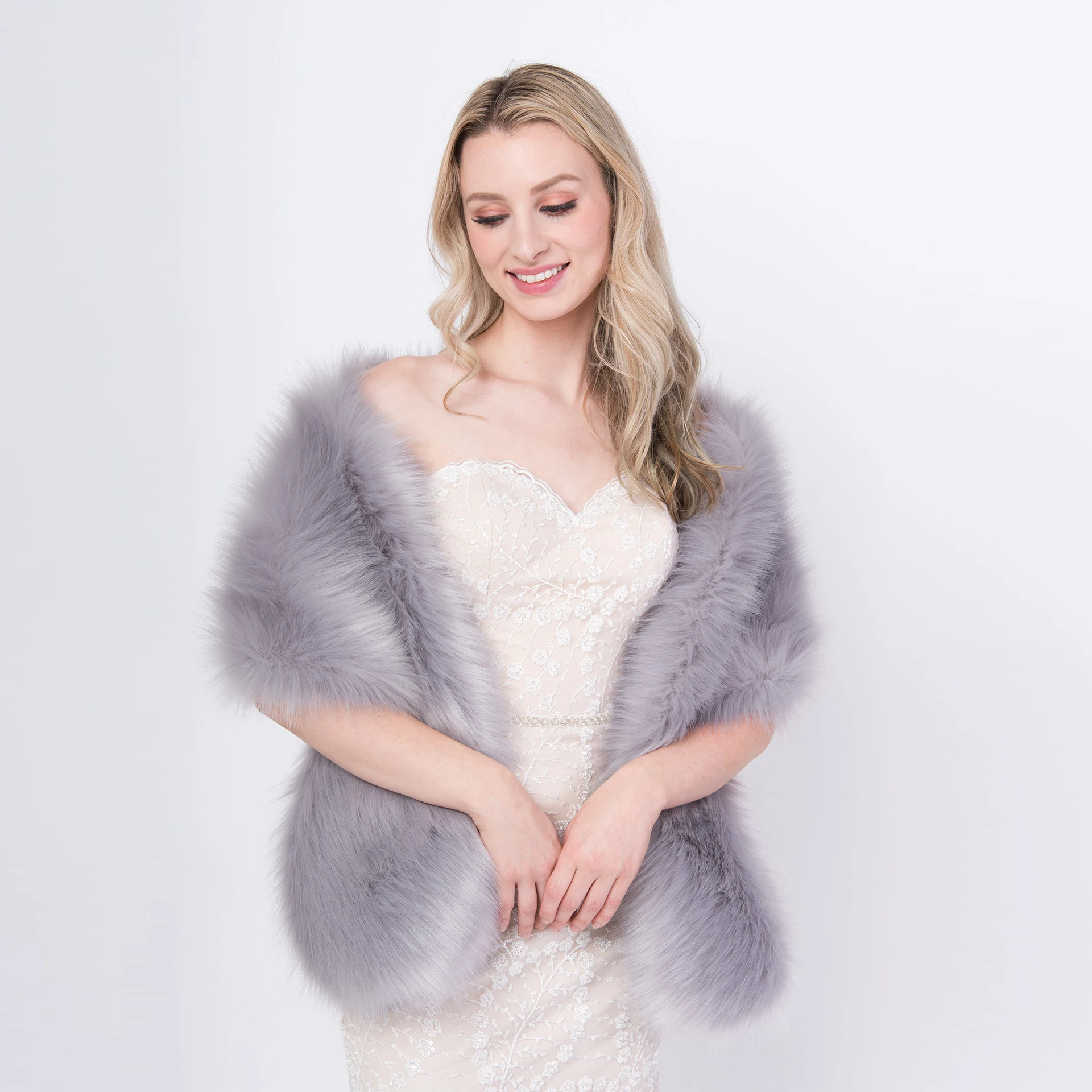 Hot selling winter poncho cape shawl long faux fur shawl