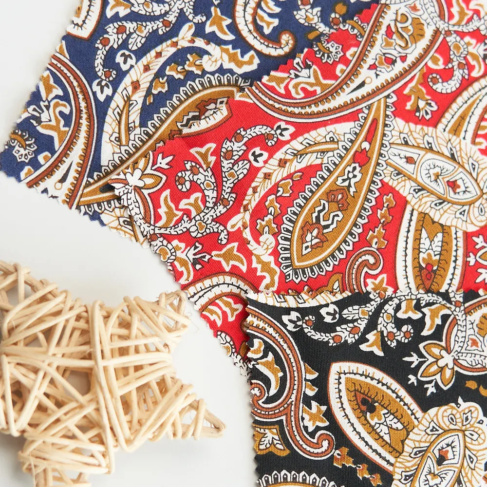 Hot selling paisley printed woven cotton poplin fabric for shirt with cheap price