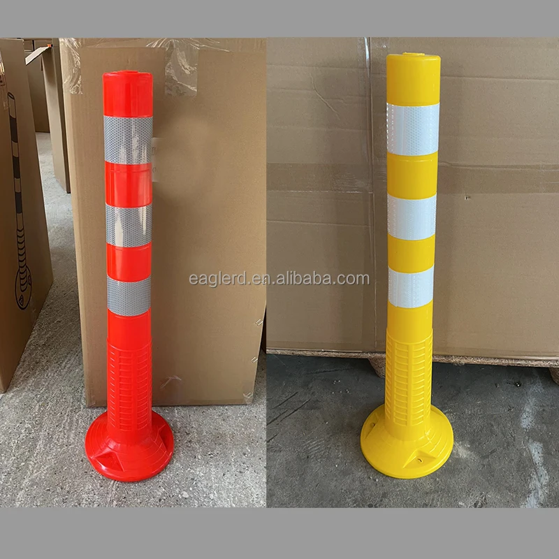 75cm Yellow Flexible traffic delineator PU warning spring post