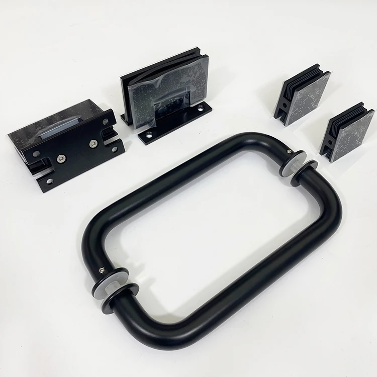 Foshan shower room handle 1 inch stainless steel round tube L-shaped handle glass door handle