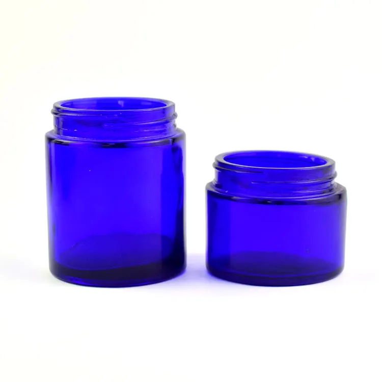 Cobalt blue glass jars flower 6oz blue glass jar smell proof custom 4oz glass jar child proof colors with box airtight smoothcap
