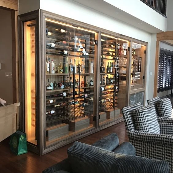 Luxury Modern lounge decor led design modern bar display storage shelves Wine Bar Cabinet