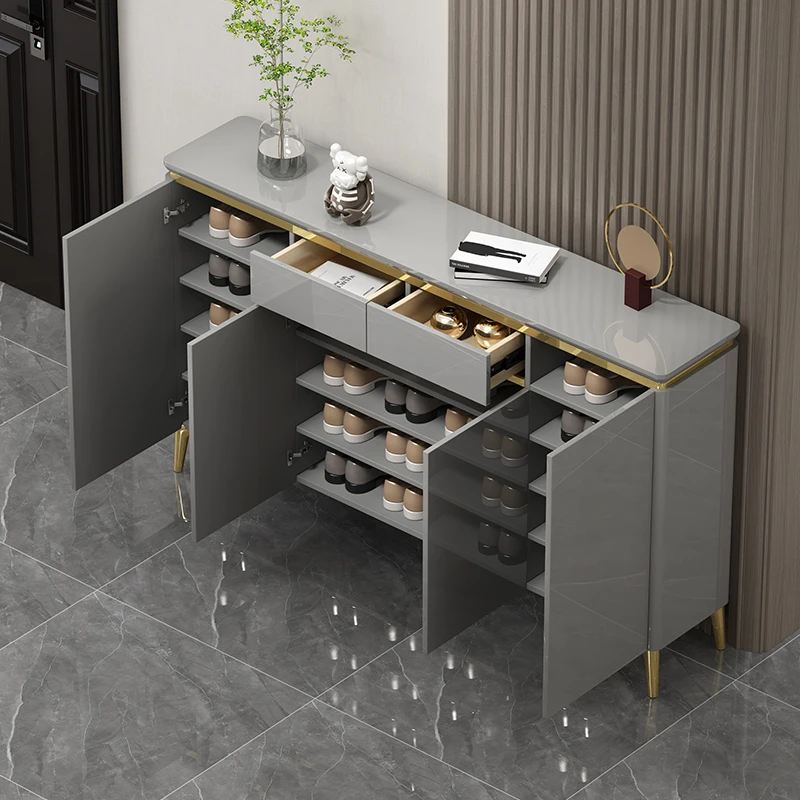 Modern minimalist living room furniture household shoe cabinet bright white large capacity multifunctional storage cabinet