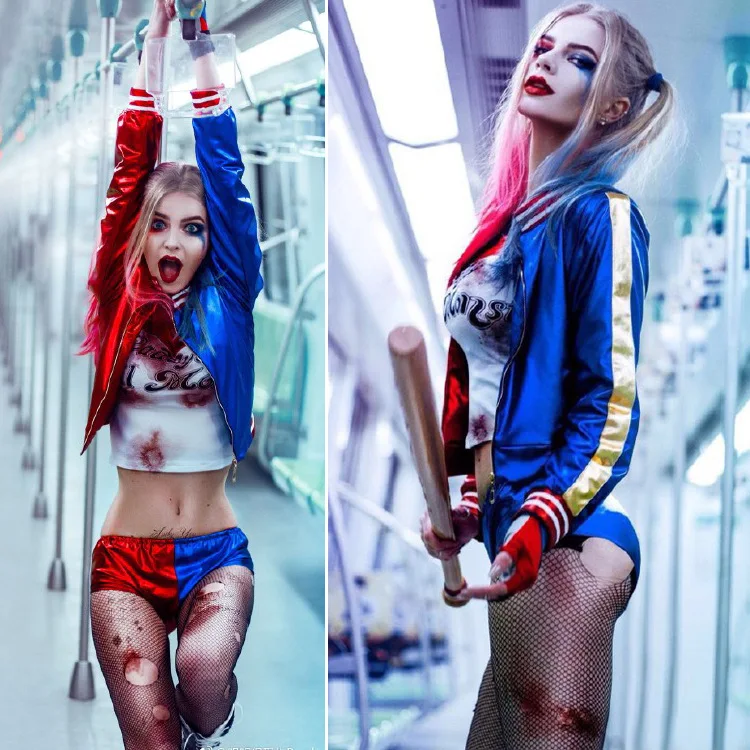 RS534 Halloween Anime Cosplay Costume Clown Girl Jacket Costume Movie Suicide Squad Hrleyquinn Performance Costume
