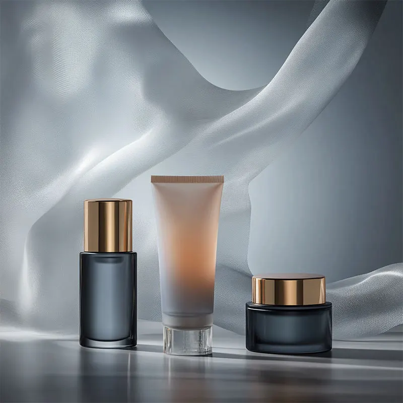 Empty Cosmetic Packaging Set Skin Care Glass Lotion Pump Bottle Soft Squeeze Tube 50g Face Cream Jar Matte Glass Dropper Bottle