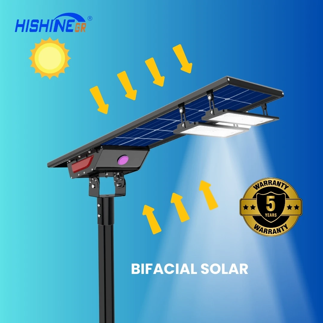 Hishine 80W 180LMW Solar Street Light 5 Years Warranty LED Solar Street Lights Outdoor Led Street Light with Solar Panel