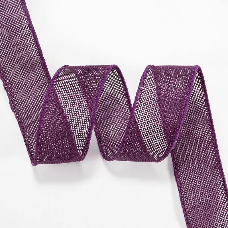 1.5 inch wholesale colorful jute linen ribbon burlap wired christmas small packing 10 yards ribbon