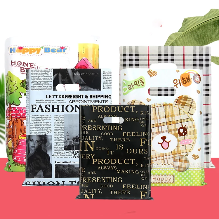 Factory price custom logo printed ldpe hdpe Tote single-layer  plastic die cut thank you carrier shopping packaging bags