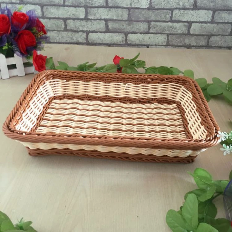 Food Storage Tray Bread fruit french fries basket Home Decoration Rattan Storage organizer woven Storage baskets