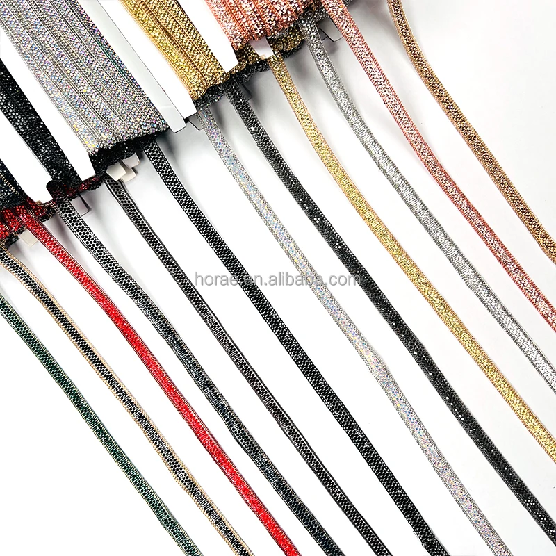 TM019 Factory wholesale 3 row rhinestone chain rhinestone strip accessories clothing decoration