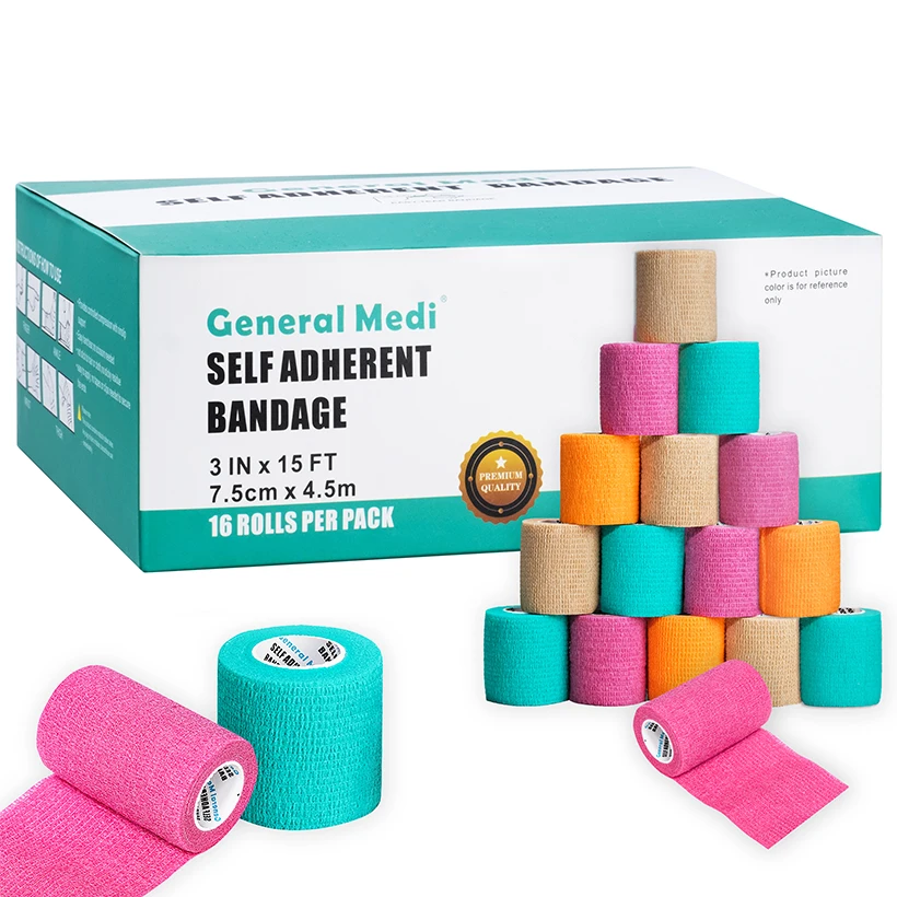 2024 16Pack Medical Non-woven Self-adhesive Elastic Bandage Tape for Ankle Sprains Swelling Reduction Elastic Bandage