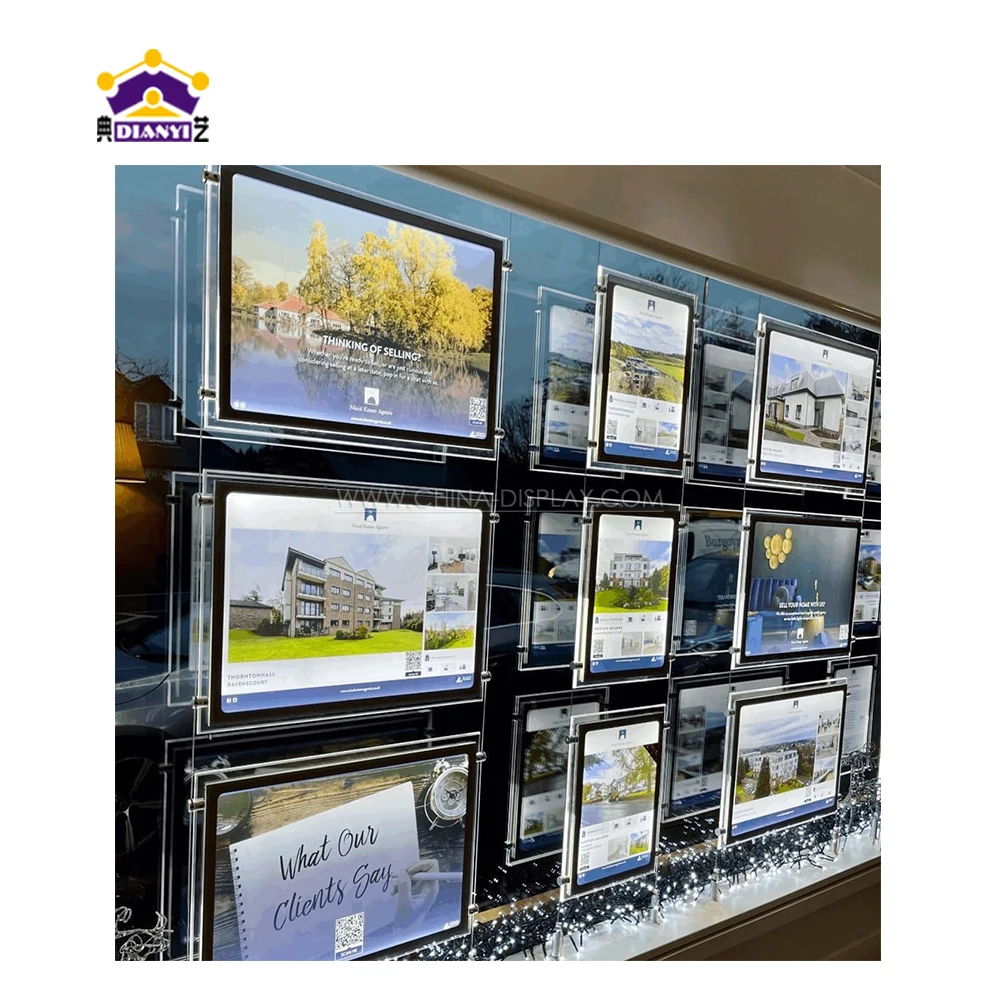 Custom Advertising Rectangle Full Luminous Illuminated Billboard Real Estate Agent Marketing Acrylic Light Box for Shop