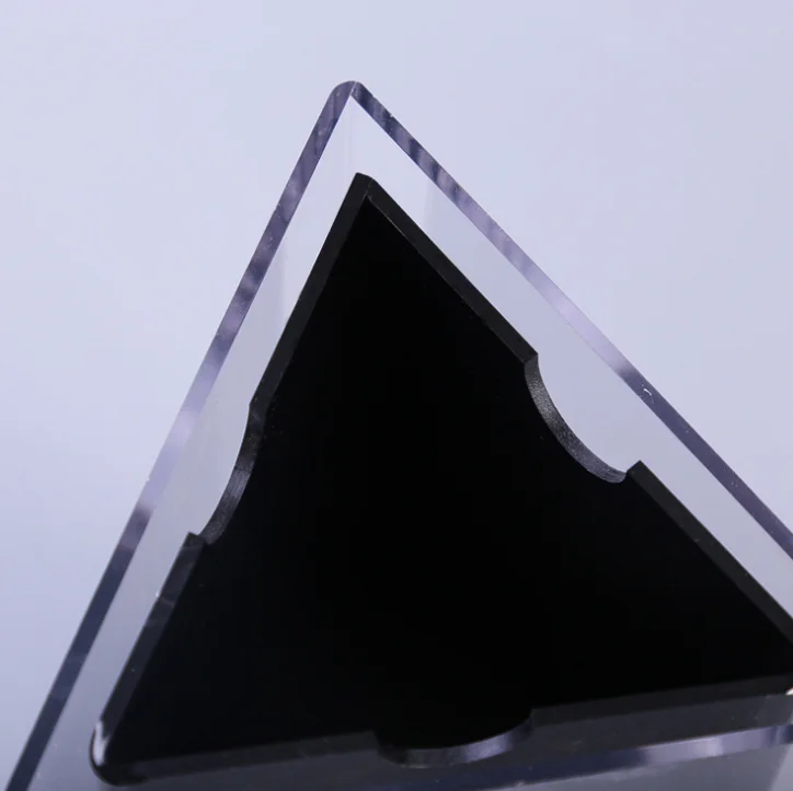 Customized 3 Sided Rotating Triangle Clear Advertising Tent Card Stand Acrylic Sign Table Menu Display Holder