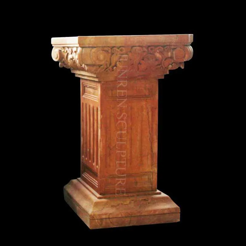 European Style Decorative Red Marble Column Marble Pillar Pedestal Base For Statue Sculpture
