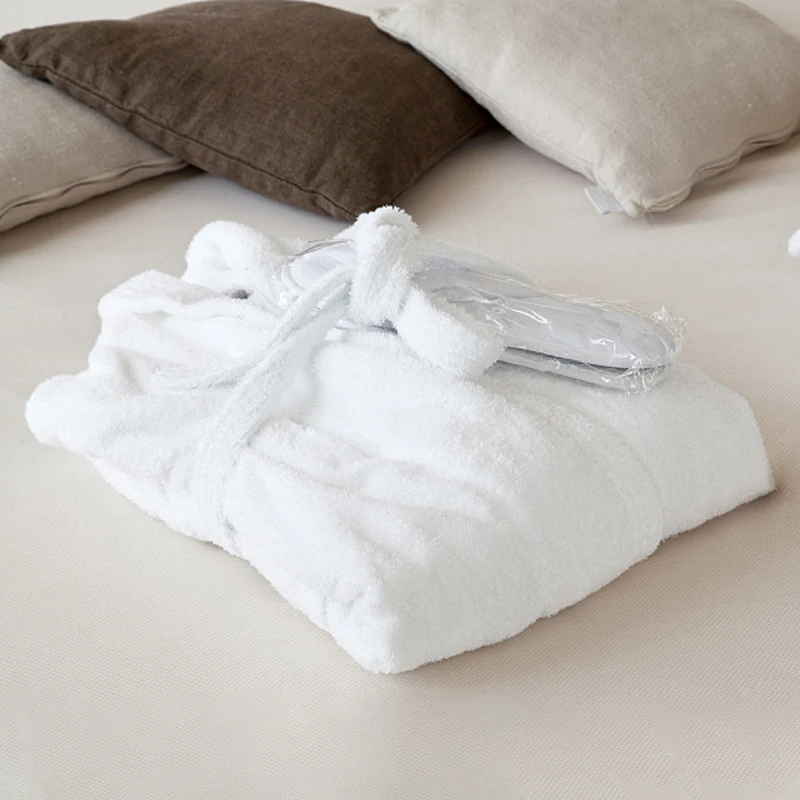 Hotel Customized Logo Luxury Piped Trim Spa Bath Robe 100% Cotton Waffle Bathrobe