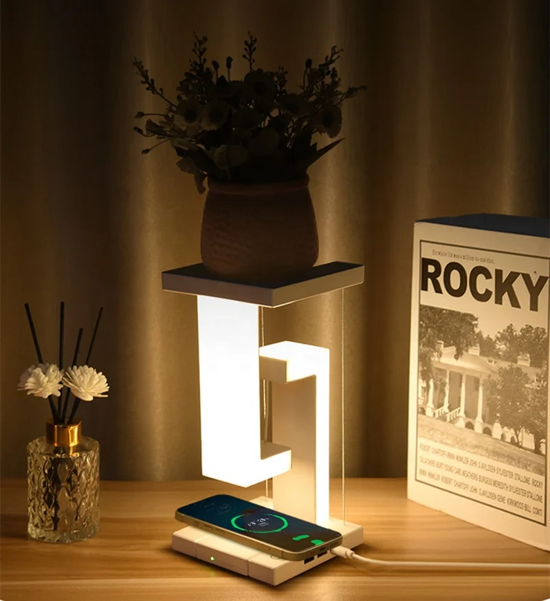 BETTER Novelty modern desktop lamp touch switch levitated night light with wireless charging base