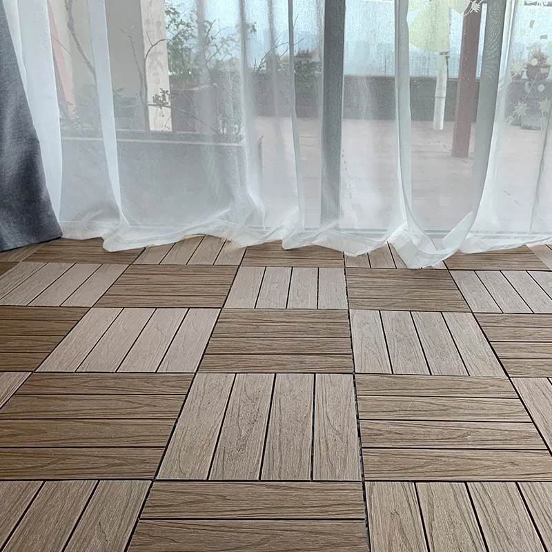 Eco-friendly waterproof WPC flooring tile garden patio balcony 3d deep embossed wood graink deck tile DIY composite