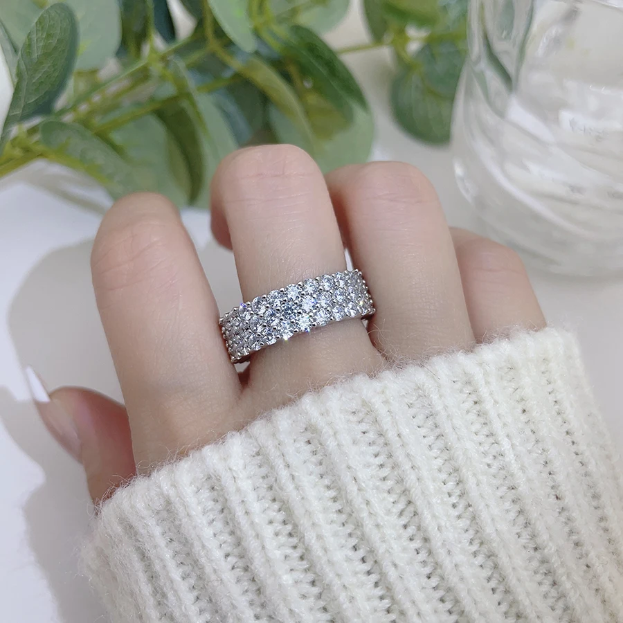 Pass Diamond Tester D Color VVS Grade Princess Cut Moissanite Rings Men Gems Silver Gold Ring for women men