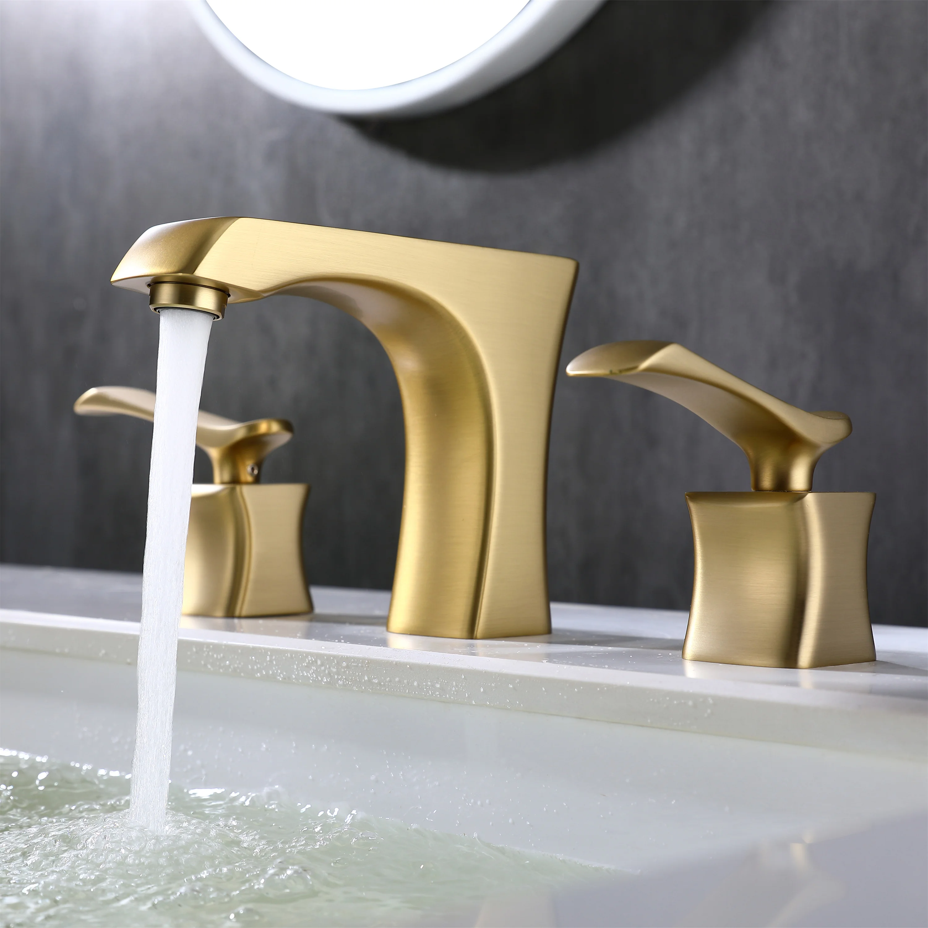 Bathroom basin faucet deck mounted double handle faucet Basin Mixer Hot Cold shower room sink Faucet 3 hole Tub Tap