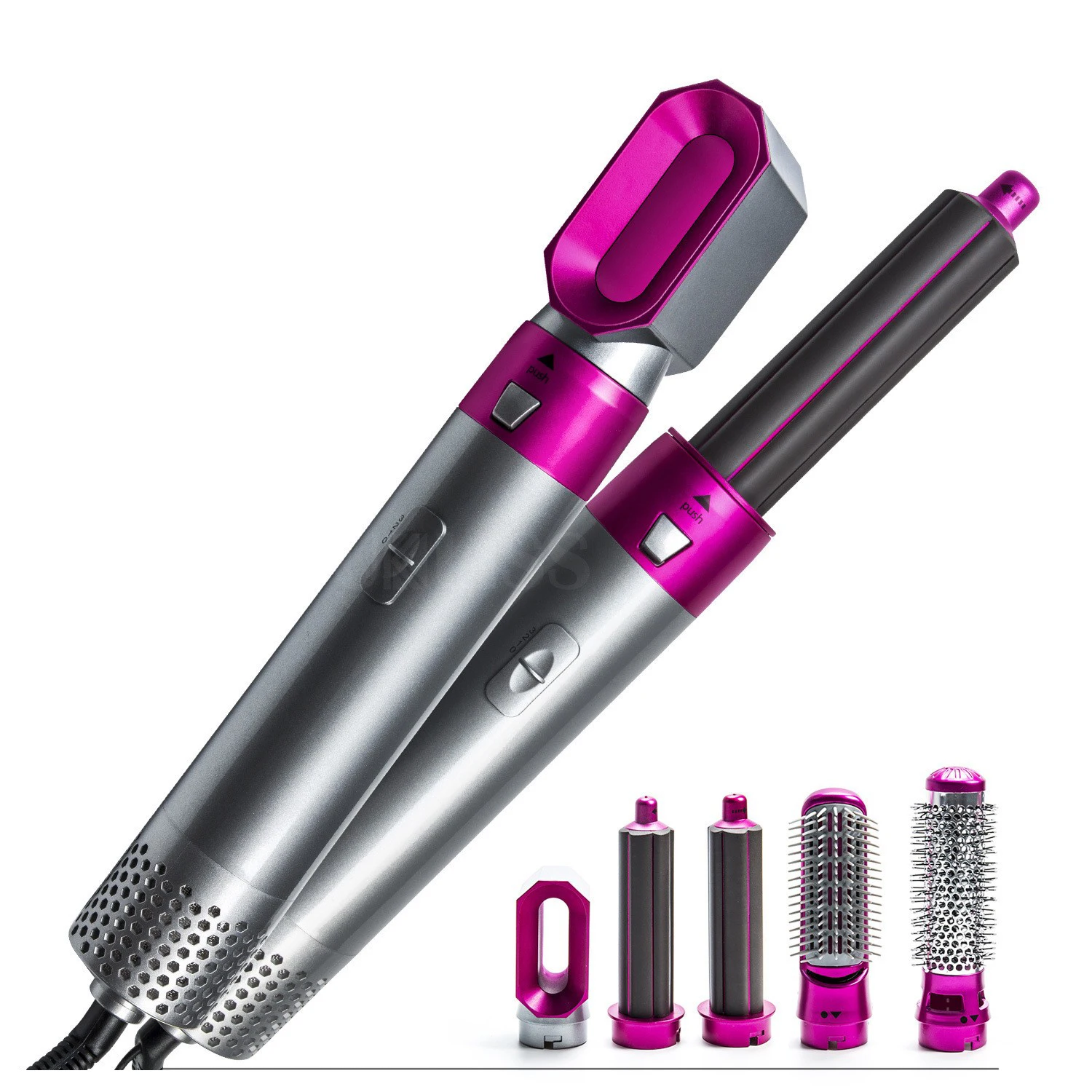 5 in 1 Styler Interchangeable Electric Hot Air Comb Brush One Step Hair Straightener Curler Hair Dryer