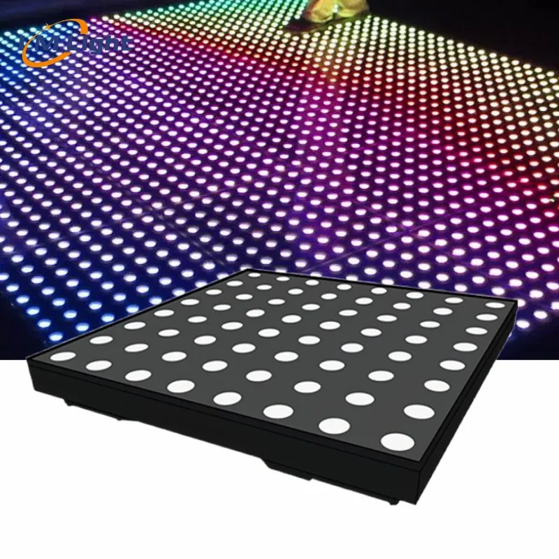 Outdoor dmx interactive led dance floor 3d infinity mirror video light led dance floor magnetic 64 pixels magnetic top dance
