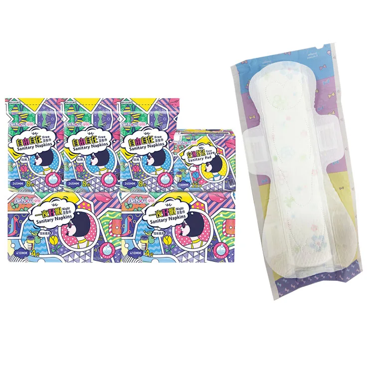 Eco Friendly Fast Delivery Low MOQ Wholesale Women Sanitary Napkins Breathable Air-laid Paper Anion Chip Sanitary Pads In Bulk