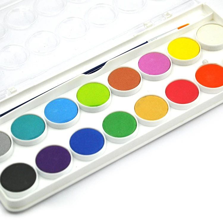 Sunny Eco-friendly Solid Watercolor Paint With 16 Colors Dry Gouache Easy to Coloring