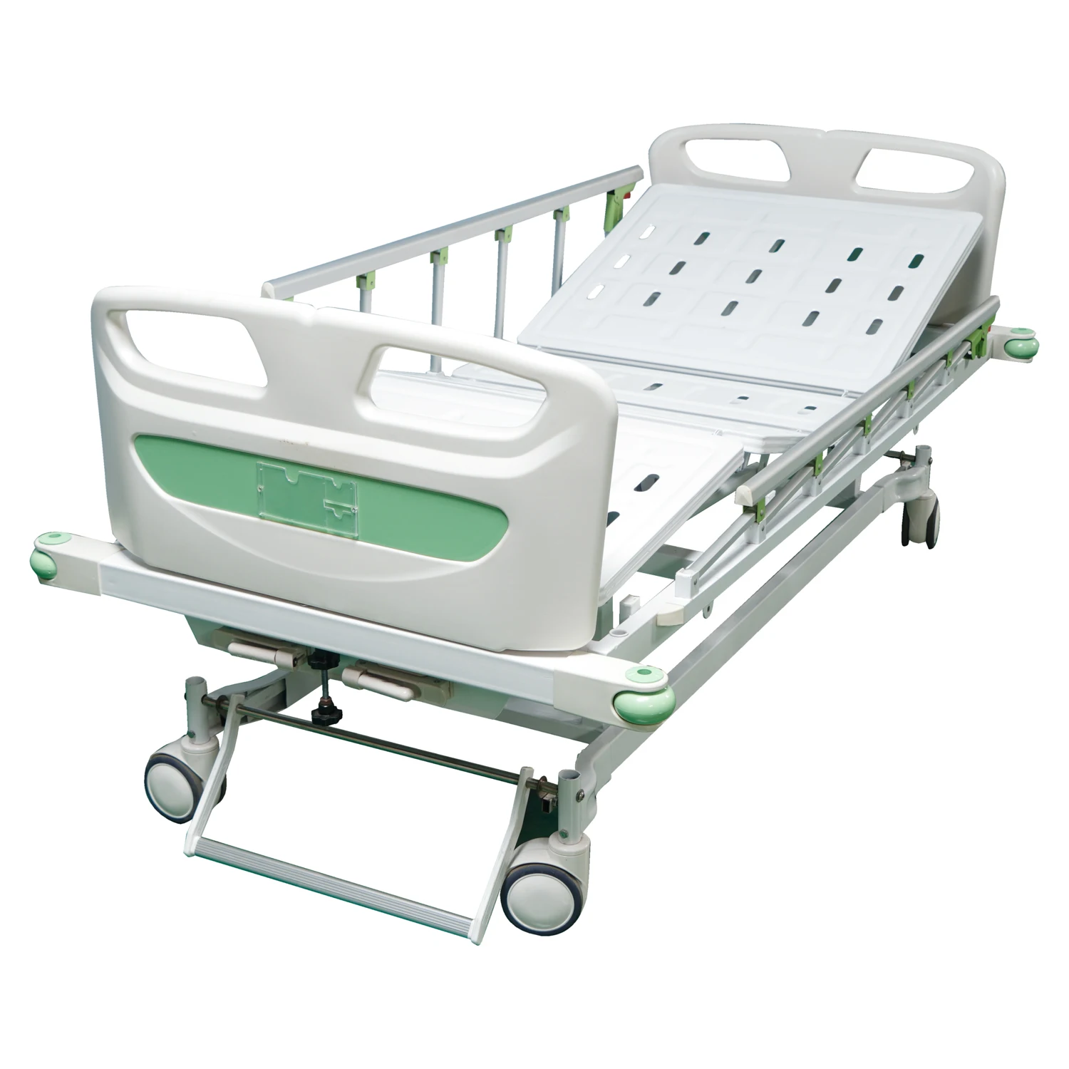 Two-Function Hospital Bed with Manual Crank System Metal Patient Bed by Hospital Furniture Manufacture for Sale