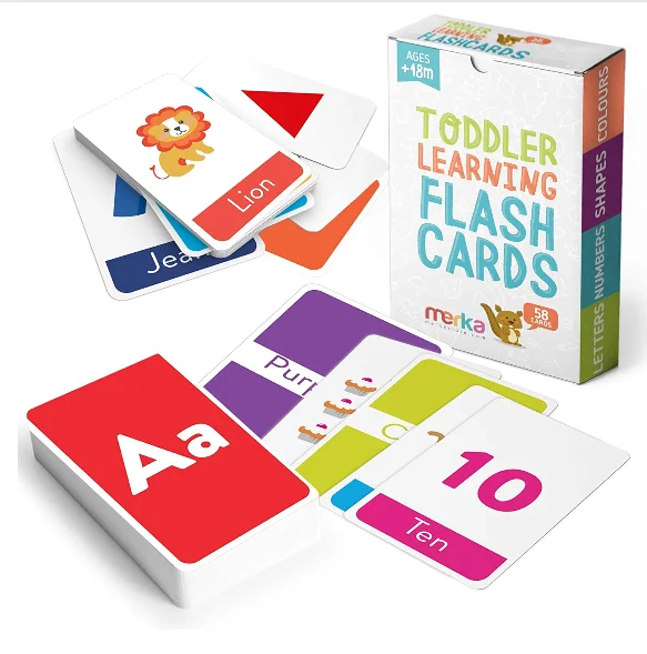custom OEM children learning number flashcards educational flash alphabet letter play games cards with tin