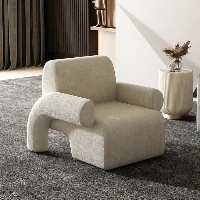 Wholesale Fashion Creative Simple Single Seat Sofa Furniture Living Room Chair Leather Pashm Sherpa Berber Fleece Sofa Chair