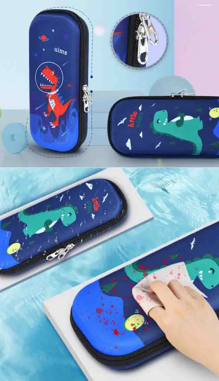 
Wholesale Various Hard Cover Designs Double Zipper Washable Cute Cartoon Nylon EVA Custom School Kids Pencil Case 