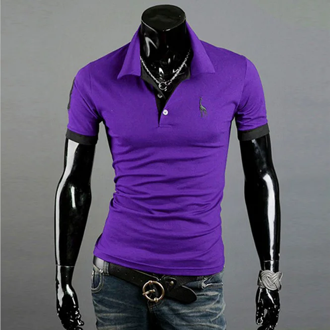 Mens Fashion Personality Embroidery Short Sleeve POLO Shirt