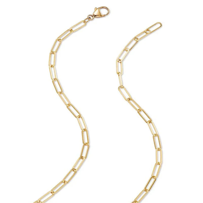 Gemnel s925 Silver Platinum Plated and  Diamond Paperclip Lariat Necklace in 14K Plated Gold Necklace