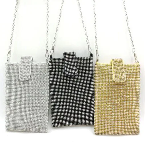 Bling Rhinestone Evening Handbag Cell Phone Purse Wallet Clutch Cross body Bag