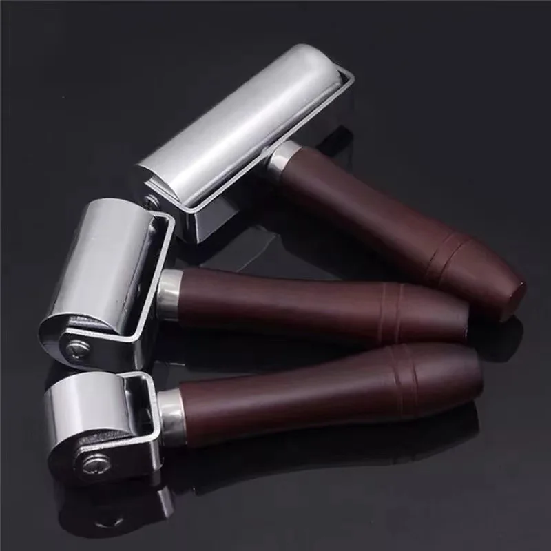 Leather Press Edge Roller Leathercraft Wooden Handle Carbon Steel Creaser Diy Leather Rolling Craft Roller Tool 60mm