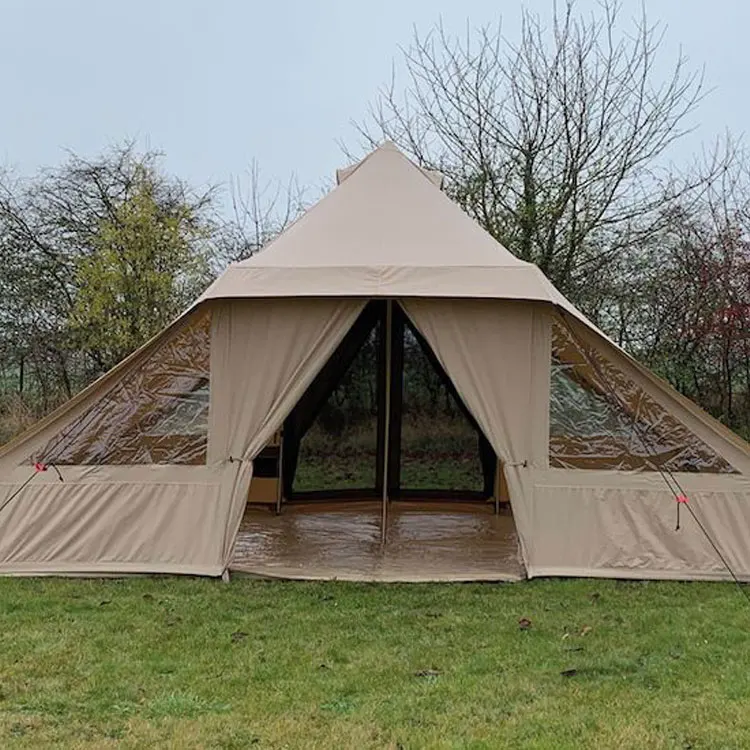 Unistrengh Factory OEM outdoor canvas Tent camping yurt glamping 6x4m touareg bell tent