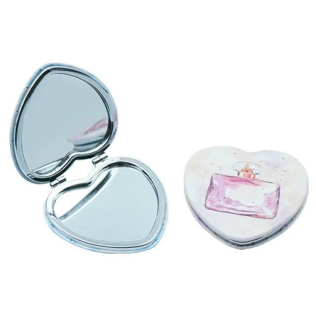 Pocket Mirror Logo Custom Love Heart Pocket Mirror Mini Makeup Cosmetic Mirror