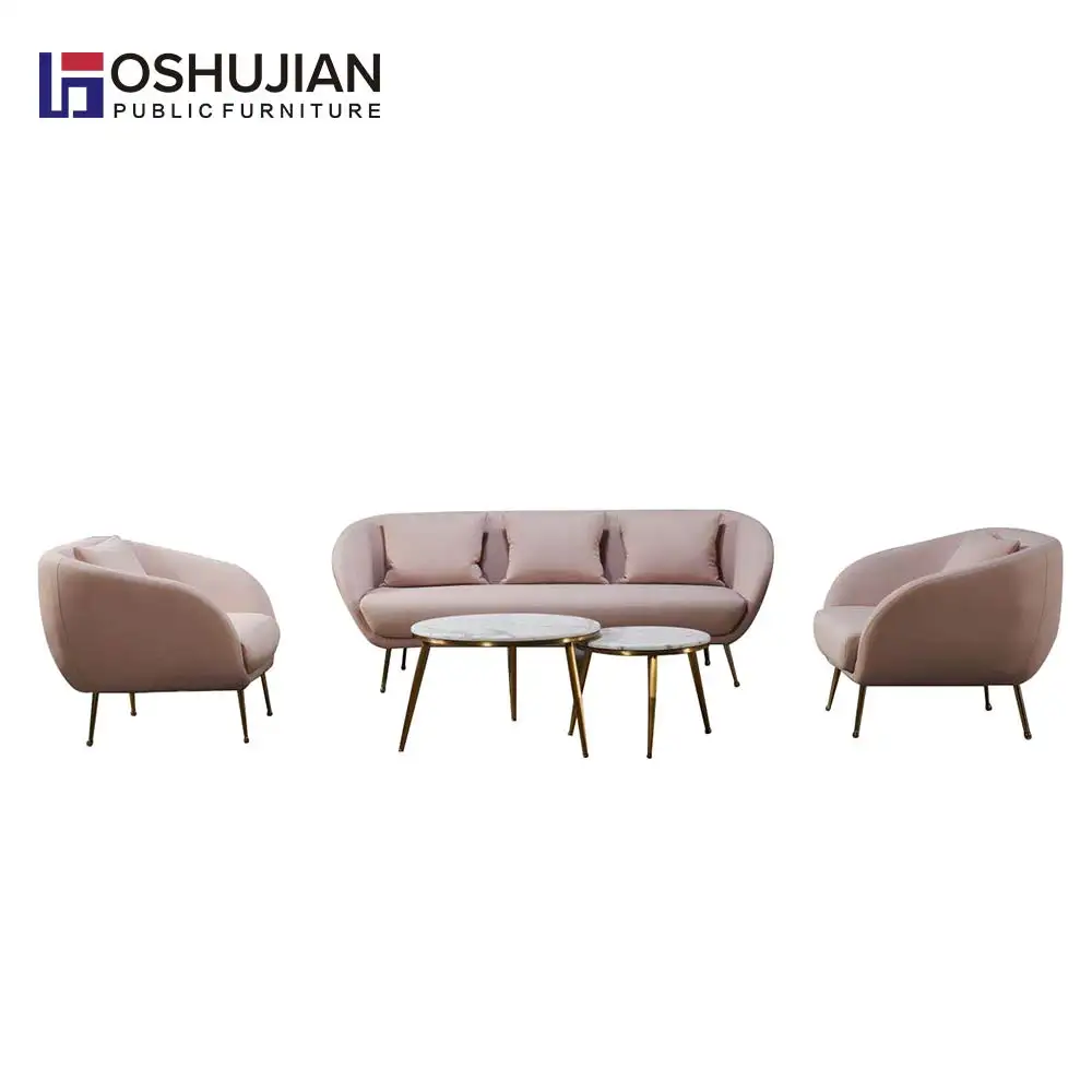 Modern simple  italy style office living room fabric sofa lounge 1+1+3 reception leather office sofa set