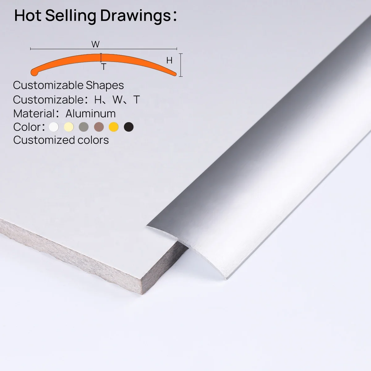 Prolink Metal Custom Factory Flooring Accessories Floor Threshold Strip Protection Aluminum Flexible Floor Transition Trim Strip