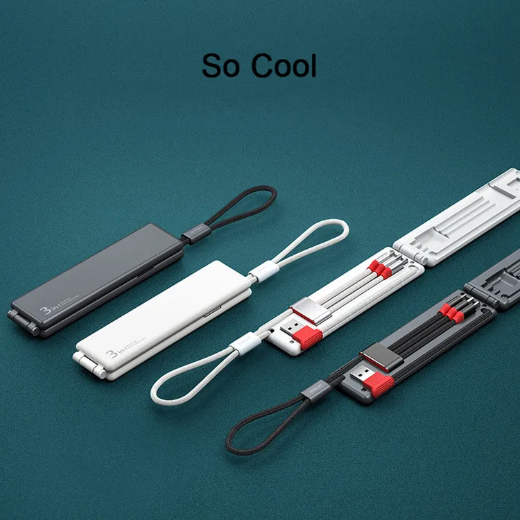 New Arrival  Wholesale 3 in 1 Portable Multifunctional Data Charging Cable for Iphone for Micro USB for Type C