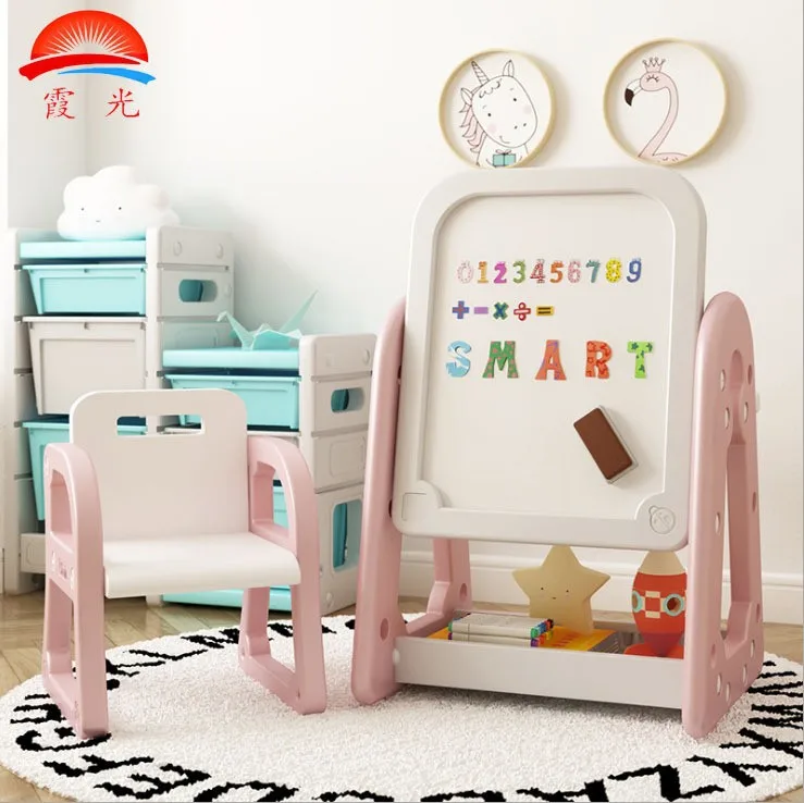 New Design Wholesale Magnetic Learning Plastic Kids White Drawing Board With Table And Chair