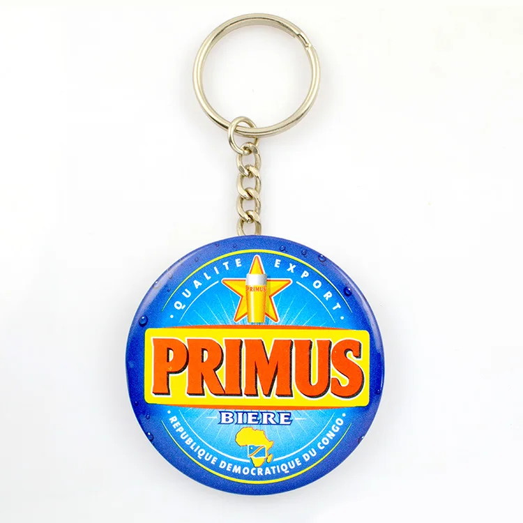 Promotion Gift Custom Logo Text Pattern Silkscreen Print Tin Material Bottle Opener Button Badge Keychain