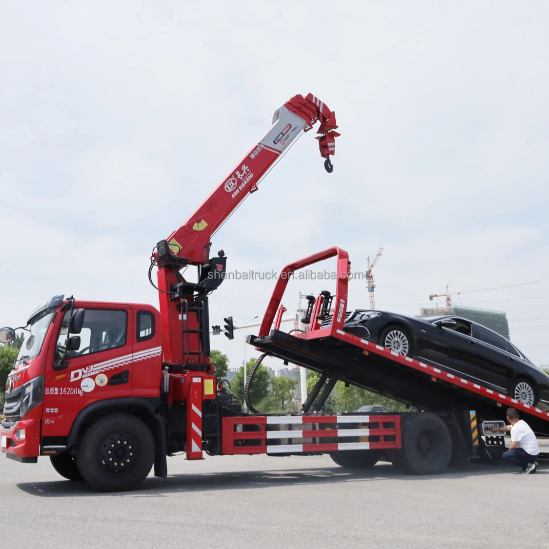 Dongfeng 4x2 бортовой эвакуатор с краном Shenbai 6 тонн 8 тонн гидравлический автокран