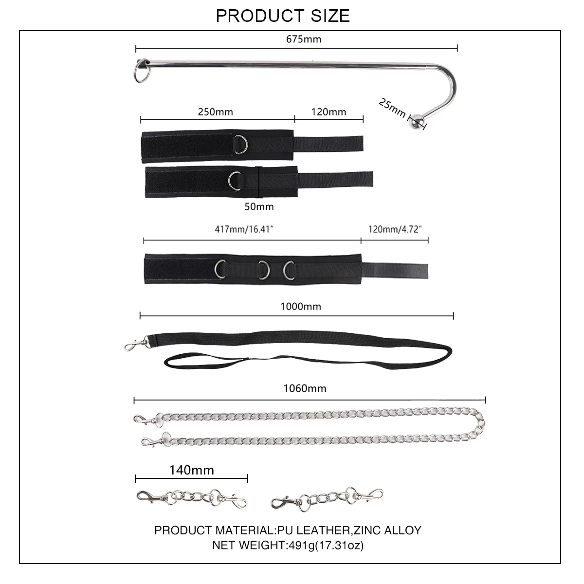 Bondage Gear Black Bondage Kit Plug Hook Adult Product Handcuffs Sex Toys For Women And Man Juguetes Sexuales